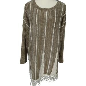 Style & Co. Large Knit Tunic Sweater Fringe Boho Western Hippie